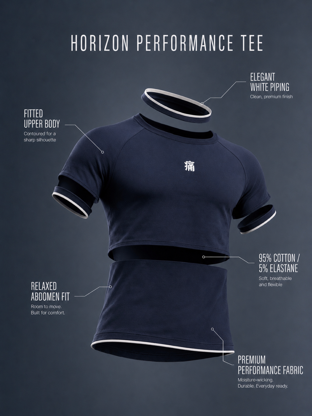 HORIZON PERFOMANCE TEE - BLUE NAVY