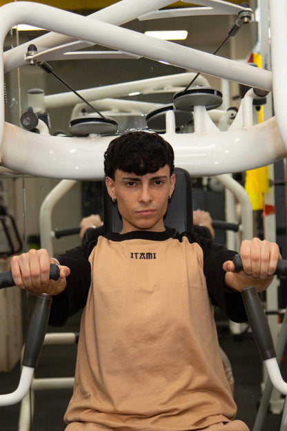 BUSHI OVERSIZE TEE - SAND & BLACK - ITAMI FITNESS BRAND