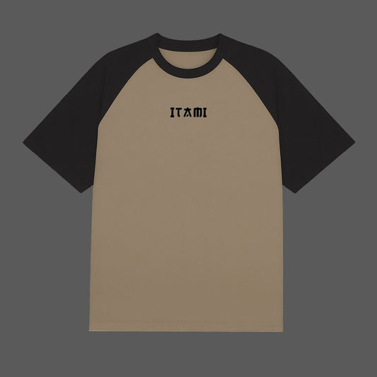 BUSHI OVERSIZE TEE - SAND & BLACK - ITAMI FITNESS BRAND